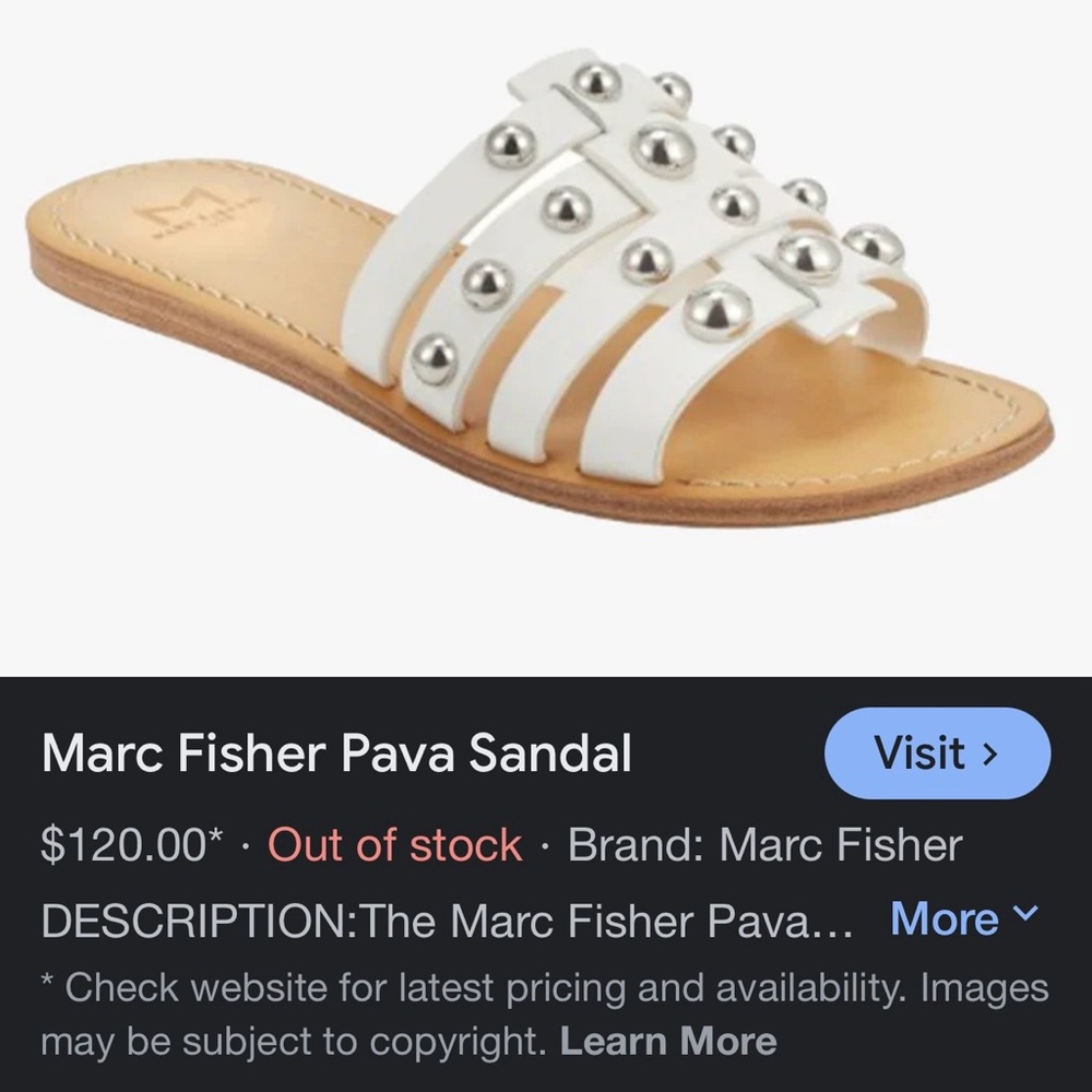 Marc Fisher White Sandals with Silver Accents